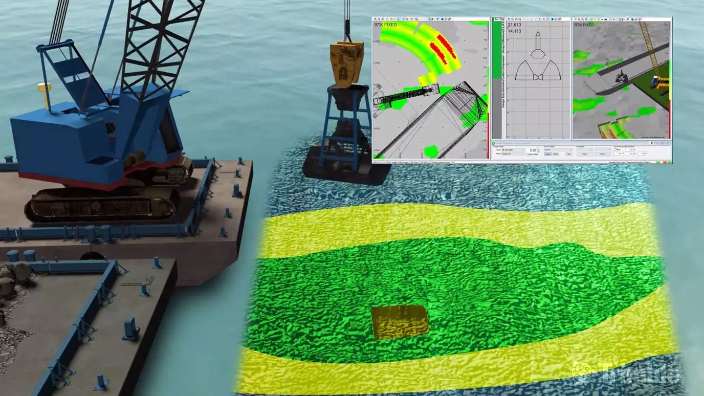 Clamshell crane dredge animation